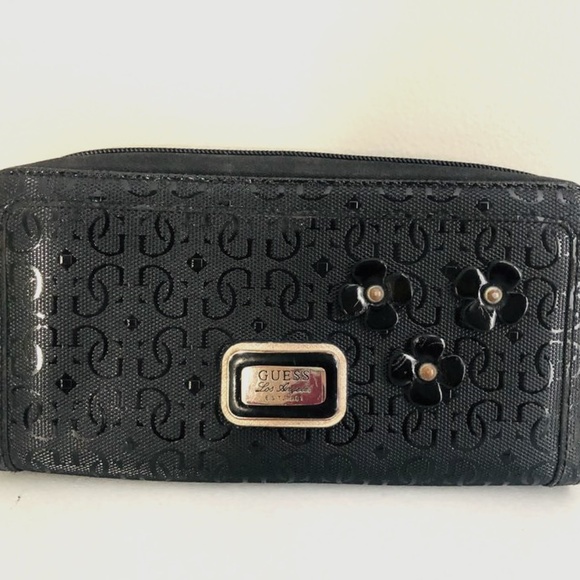 Black Guess Wallet with Flower Print - Picture 1 of 1